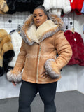 Women's Anna Real Sheepskin Jacket With Fox [Light Tan]