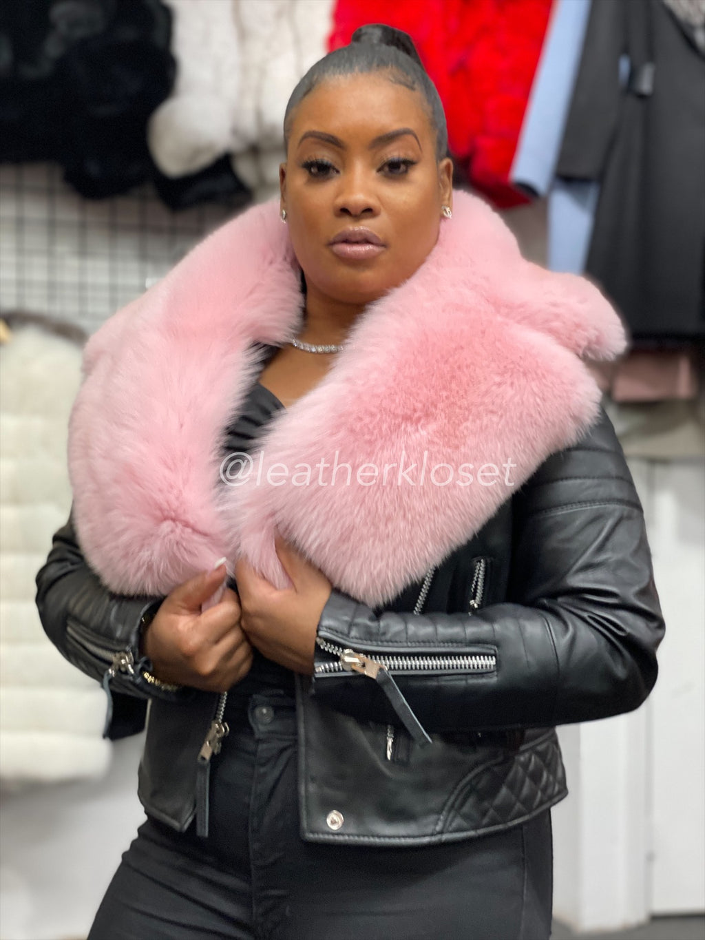 Women's Jay Biker Full Fox Fur [Light Pink Fur]