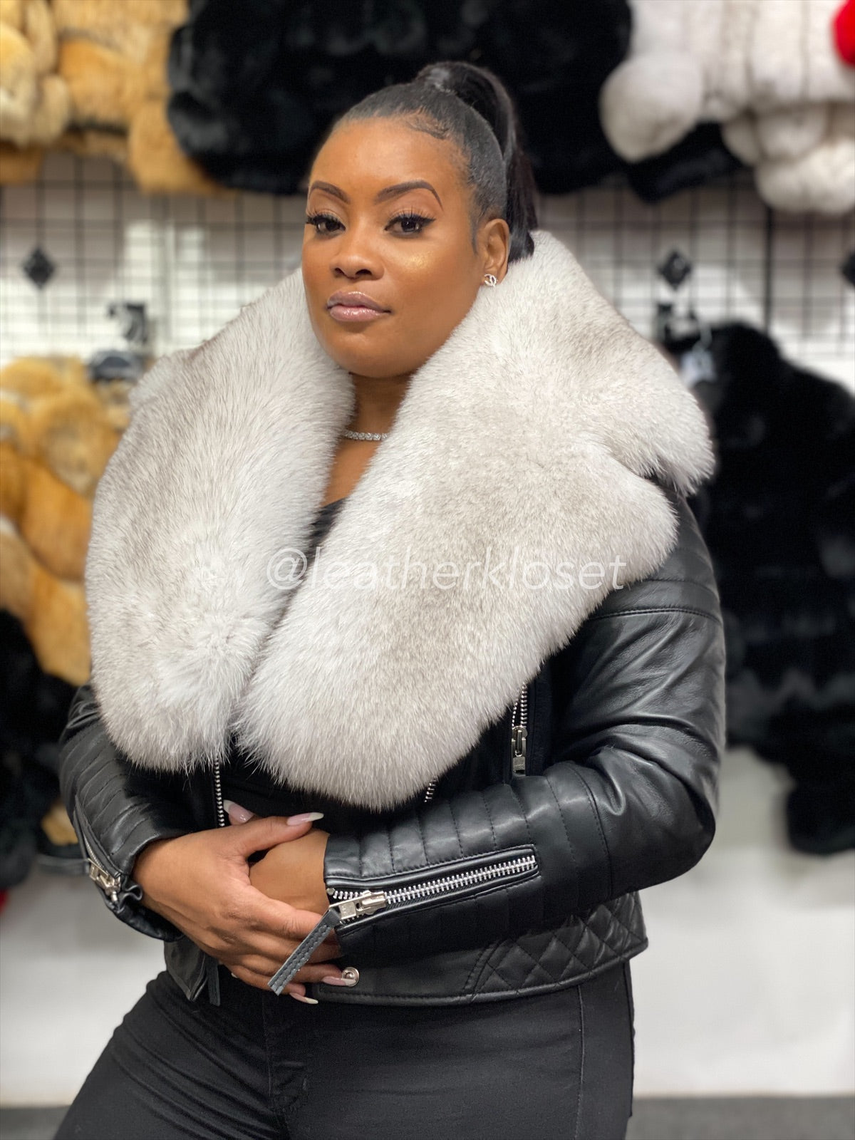 Women's Jay Biker Full Fox Fur [Hot Pink Fur] – LeatherKloset