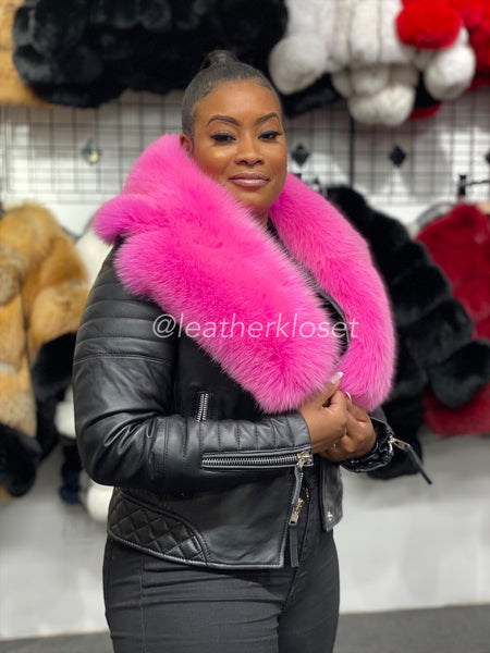 Women's Jay Biker Full Fox Fur [Hot Pink Fur] – LeatherKloset