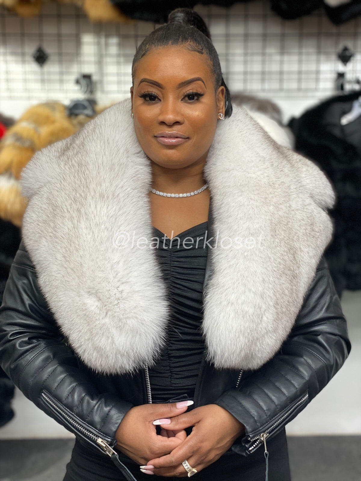 Women's Jay Biker Full Fox Fur [Hot Pink Fur] – LeatherKloset