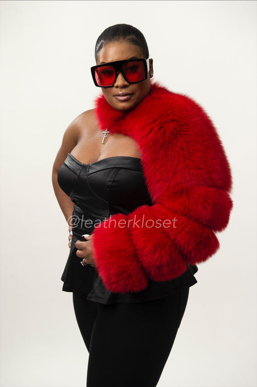 Women's Fox Fur Sleeve [Red] Call To Order Other Colors