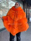 Women's Fox Fur Poncho [Orange]