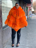 Women's Fox Fur Poncho [Orange]