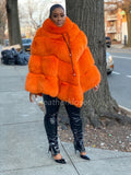 Women's Fox Fur Poncho [Orange]