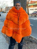 Women's Fox Fur Poncho [Orange]