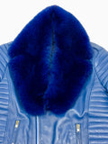 Men's Jay Biker Jacket Royal With Full Royal Fox Collar