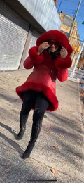 Women's Amber Shearling Sheepskin Jacket With Fox [Red]