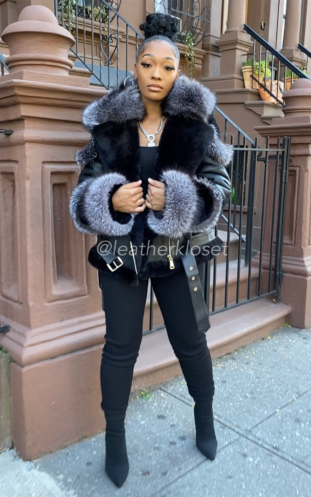 Women's Angela Real Sheepskin Biker Jacket With Fox – LeatherKloset Women's Angela Real Sheepskin Biker Jacket With Fox – LeatherKloset