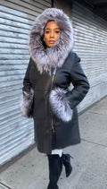 Women's Vivian Real Sheepskin 3/4 Coat With Fox