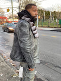 Men's Trey Biker Leather Full Chinchilla Fur Collar [Space Gray]