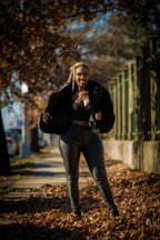 Women's Charlotte Crop Fox Bomber [Black]